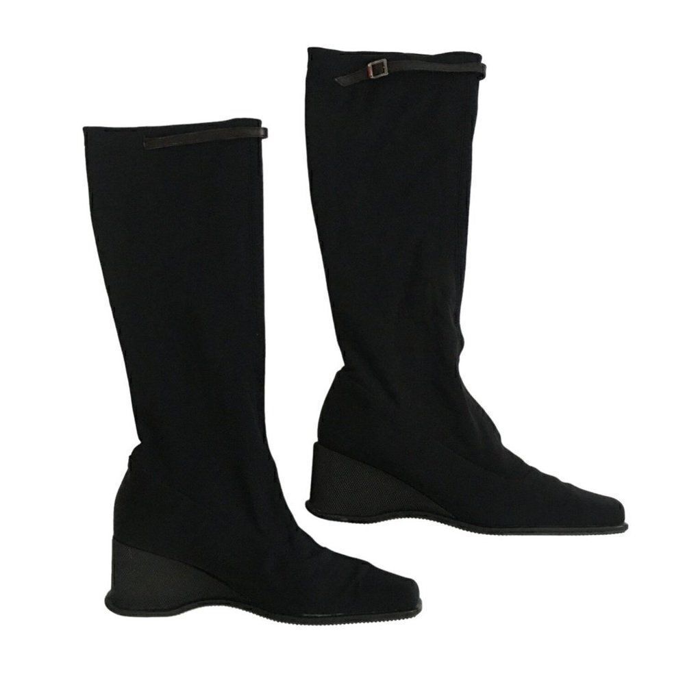 Rangoni black womens knee high platform boot size 7